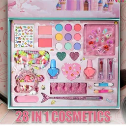 VikriDA Big Size Kids Washable Makeup Kit | Foldable Makeup Palette with Mirror | Pretend Play Cosmetic Set for Girls | Safety Tested Non-Toxic Makeup Toy Gift