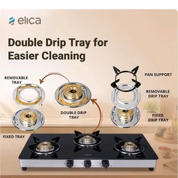 Elica 3 Burner Gas Stove with Toughened Glass Top | 773 CT DT VETRO | Double Drip Tray | Jumbo, Medium & Small Brass Burners | 7-Year Glass Warranty | Black
Amazon's Choice