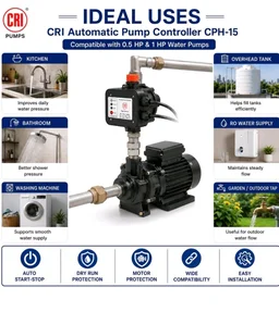 CRI Automatic Pump Controller CPH-15 | Smart Water Pump Controller for Motor Protection | Auto Start-Stop | Dry Run Protection | Usage both 0.5 and 1hp water pump compatible I 6 months Warranty