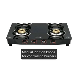 MILTON Premium 4 Burner Black Manual Ignition Glass Top Gas Stove, (ISI Certified)
Amazon's Choice