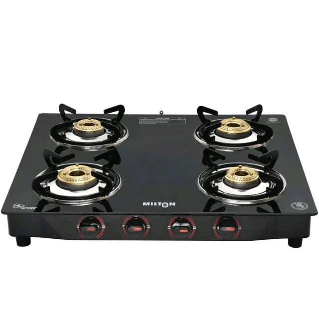 MILTON Premium 4 Burner Black Manual Ignition Glass Top Gas Stove, (ISI Certified)
Amazon's Choice