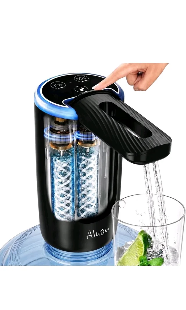 Aluan Foldable Water Dispenser Pump for Home, Automatic Drinking Water Pump for 20 Litre Bottle Portable Water Pump Dispenser with 1200Mah Battery Timed Auto Stop for Office Traveling Camping(Black)