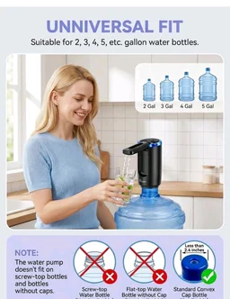 Aluan Foldable Water Dispenser Pump for Home, Automatic Drinking Water Pump for 20 Litre Bottle Portable Water Pump Dispenser with 1200Mah Battery Timed Auto Stop for Office Traveling Camping(Black)