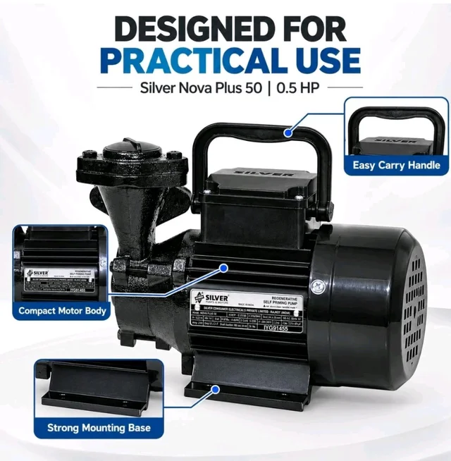 Silver Pumps Nova Plus 50|0.5hp Water Pump|Anti jam Winding|2 Years Warranty