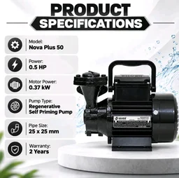 Silver Pumps Nova Plus 50|0.5hp Water Pump|Anti jam Winding|2 Years Warranty