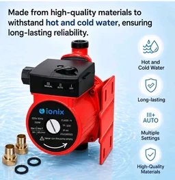 IONIX Automatic Water Pressure Pump Suitable for Hot Water Circulation, Washing Machine, RO Shower, (Blue/Red Color)