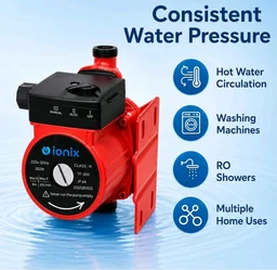 IONIX Automatic Water Pressure Pump Suitable for Hot Water Circulation, Washing Machine, RO Shower, (Blue/Red Color)