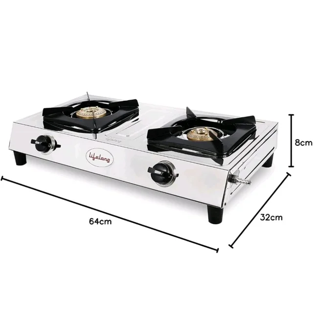 Lifelong 2 Burner Gas Stove Top for Kitchen - Manual Ignition Cooktop with Stainless Steel for Kitchen, ISI Certified & Compatible with LPG - 1 Year Manufacturer's (Silver, LLGS990)
1K+ bought in past month