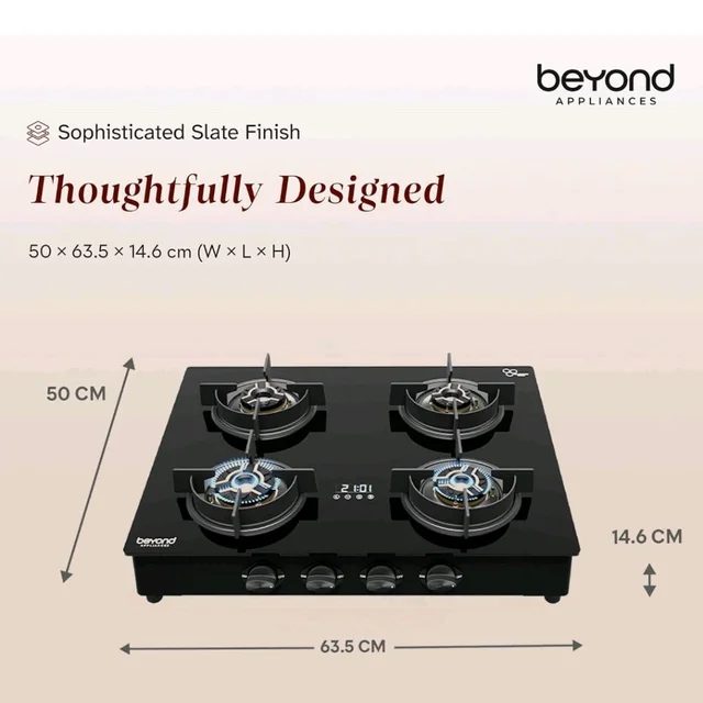 Visit the store, BEYOND BY MUKUNDA FOODS
BEYOND BY MUKUNDA FOODS
Visit the store
2.9
2.9 out of 5 stars
(14)
Beyond Appliances Auriga Pro 4 Full Brass Burner Smart Gas Stove | Auto Ignition | Digital Timer | Flame Failure Device | Toughened Glass | ISI Certified, LPG & PNG Compatible, PAN India Service
49%
off
Product Images and Videos (AI-Generated Alt Text)