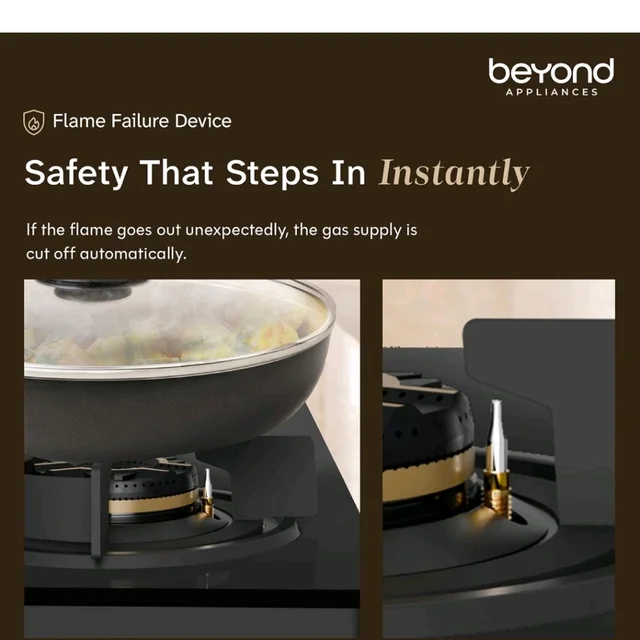 Visit the store, BEYOND BY MUKUNDA FOODS
BEYOND BY MUKUNDA FOODS
Visit the store
2.9
2.9 out of 5 stars
(14)
Beyond Appliances Auriga Pro 4 Full Brass Burner Smart Gas Stove | Auto Ignition | Digital Timer | Flame Failure Device | Toughened Glass | ISI Certified, LPG & PNG Compatible, PAN India Service
49%
off
Product Images and Videos (AI-Generated Alt Text)