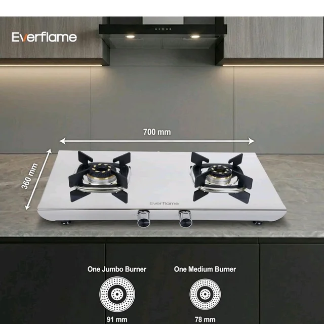 Everflame Photon 2 Burner Gas Stove | 2mm Thick Steel Body | ISI Certified Cooktop | Forged Brass Burners | 5 Years Warranty on Body & Burners + Doorstep Service
Amazon's Choice