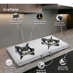 Everflame Photon 2 Burner Gas Stove | 2mm Thick Steel Body | ISI Certified Cooktop | Forged Brass Burners | 5 Years Warranty on Body & Burners + Doorstep Service
Amazon's Choice