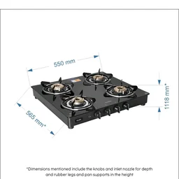 Glen 4 Burner Toughened Glass Top LPG Gas Stove 55 cm | Auto Ignition | Brass Burners | 360 Revolving Inlet Nozzle | Black | ISI Certified | 2 Years Warranty | 1043GTBBBLAI
Amazon's Choice
