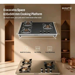 Haute Kitchen Evoque Series 3 Burner Gas Stove | 1mm Stainless Steel Body | 1 Jumbo, 1 Medium & 1 Small Burner | Doorstep Service | 8-Year Warranty by Haute Home