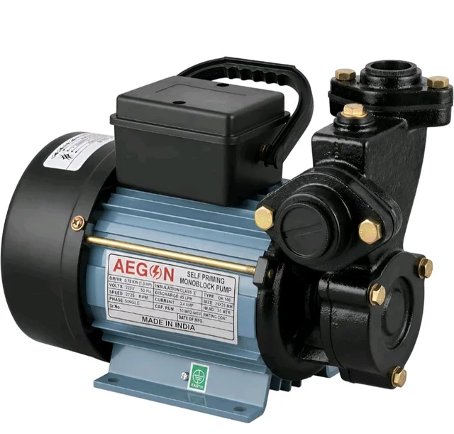 AEGON 1HP Self Priming Monoblock Water Pump | 220V Single Phase Pump for Home, Garden & Farm Use | 45 LPM Flow Rate | 2725 RPM | Cast Iron Body with Brass Impeller | 6-Month Warranty