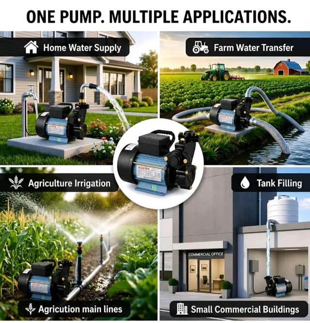 AEGON 1HP Self Priming Monoblock Water Pump | 220V Single Phase Pump for Home, Garden & Farm Use | 45 LPM Flow Rate | 2725 RPM | Cast Iron Body with Brass Impeller | 6-Month Warranty