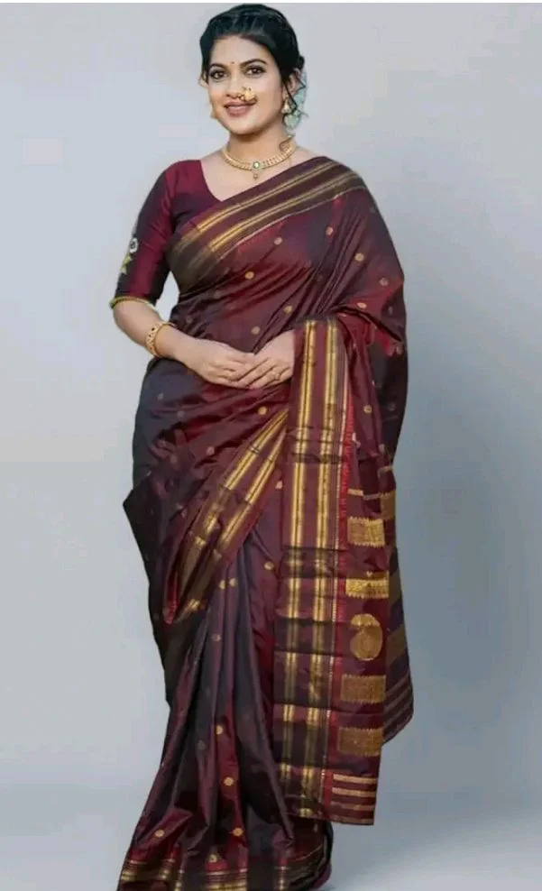 SWORNOF Women's Kanjivaram Soft Silk Banarasi Sarees With Unstiched Blouse Piece