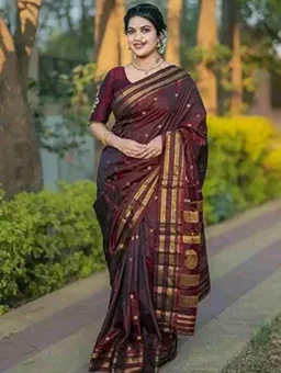 SWORNOF Women's Kanjivaram Soft Silk Banarasi Sarees With Unstiched Blouse Piece
