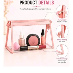GLUN® Pink Transparent Makeup Pouch with Zipper | Clear Cosmetic Travel Bag for Women | Waterproof Toiletry Organizer | Pink Multipurpose Pouch for School, Travel & Daily Use
900+ bought in past month