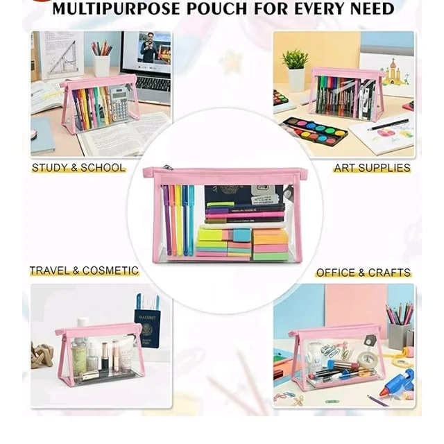 GLUN® Pink Transparent Makeup Pouch with Zipper | Clear Cosmetic Travel Bag for Women | Waterproof Toiletry Organizer | Pink Multipurpose Pouch for School, Travel & Daily Use
900+ bought in past month