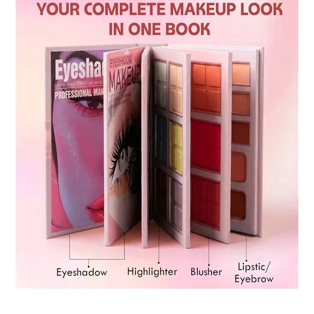 5 in 1 Makeup Book Palette, Professional Full Face All in One Makeup Kit
Eyeshadow Palette | Lipgloss | Highlighter & Blush Palette | Concealer, Contour & Eyebrow Filler | Beginner & Travel Friendly
50+ bought in past month