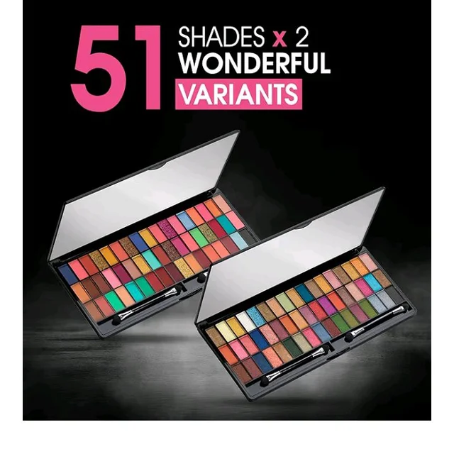 Colors Queen Ultra Pigmented 51 Colors Eyeshadow Palette with Brush | Easy to Blend, Long Wearing Eye Makeup Palette | Eyeshadow Palette with Matte & Shimmery Shades (Multicolor - 01)