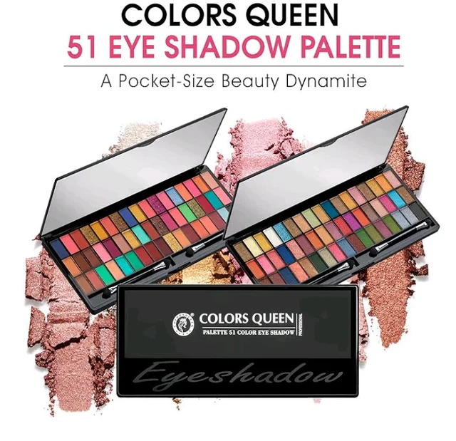 Colors Queen Ultra Pigmented 51 Colors Eyeshadow Palette with Brush | Easy to Blend, Long Wearing Eye Makeup Palette | Eyeshadow Palette with Matte & Shimmery Shades (Multicolor - 01)