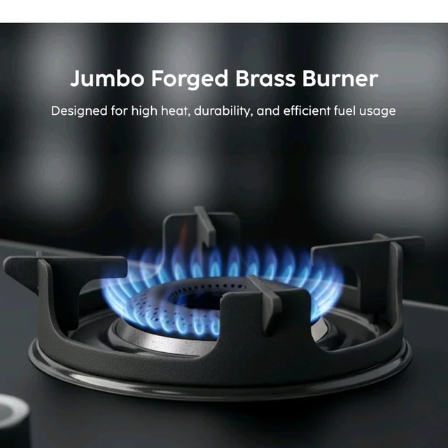 Glen Premium LPG Gas Stove 3 Burner Glass Top | 10-Year Warranty | 1 Jumbo Forged Brass Burner | Matt Finish Glass | 360° Revolving Nozzle | Manual Ignition | LPG & PNG Compatible
