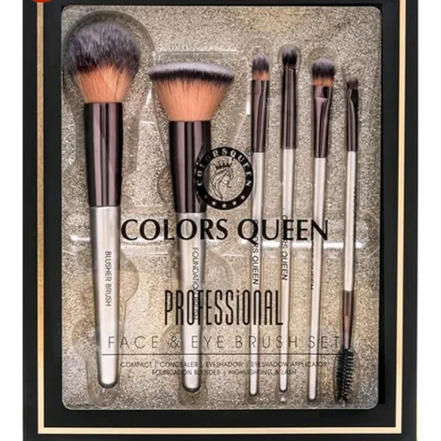 Colors Queen Professional Face & Eye Makeup Brush Set of 6 | Premium Easy to Hold, Ultra Soft Bristles, Face & Eye Makeup Brush Set for Liquid, Cream & Powder Application