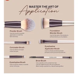 Colors Queen Professional Face & Eye Makeup Brush Set of 6 | Premium Easy to Hold, Ultra Soft Bristles, Face & Eye Makeup Brush Set for Liquid, Cream & Powder Application