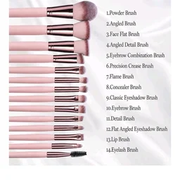 INOVERA (LABEL) 14 Pieces Makeup Brushes Set for Women, Girls - Portable Travel Cosmetic Brush Kit with 360° Rotating LED Light Mirror Box Case (Metallic)