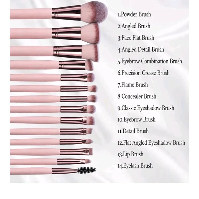 INOVERA (LABEL) 14 Pieces Makeup Brushes Set for Women, Girls - Portable Travel Cosmetic Brush Kit with 360° Rotating LED Light Mirror Box Case (Metallic)