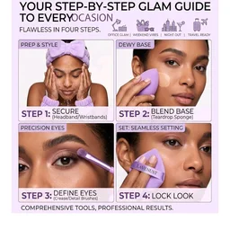 LAVENUST 24Pc Makeup Brush & Sponge Set - Synthetic Face Eye Brushes, Triangle Powder Puffs, Mini Blenders, Spa Headband, Wristbands & Velvet Pouch Kit - Lavender
50+ bought in past month