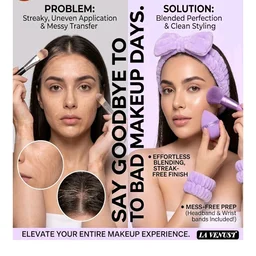 LAVENUST 24Pc Makeup Brush & Sponge Set - Synthetic Face Eye Brushes, Triangle Powder Puffs, Mini Blenders, Spa Headband, Wristbands & Velvet Pouch Kit - Lavender
50+ bought in past month