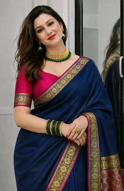 Women's Glory Banarasi Satin Silk Saree with Rich Zari Woven Border & Pallu | Soft Glossy Party Fancy Traditional Saree for Wedding, Festive, Function | Blouse Piece Included