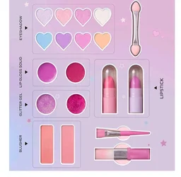 Princess by RENEE Dear Diary Makeup Kit For Kids & Preteens | With 8 Eyeshadows, 2 Blushers, 2 Lipsticks, 2 Lip Gloss Solid, 2 Glitter Gels, 3 Brushes | Dermatologically Tested, Easy To Wash | 1 Unit