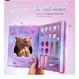 Princess by RENEE Dear Diary Makeup Kit For Kids & Preteens | With 8 Eyeshadows, 2 Blushers, 2 Lipsticks, 2 Lip Gloss Solid, 2 Glitter Gels, 3 Brushes | Dermatologically Tested, Easy To Wash | 1 Unit