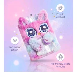 Princess by RENEE Dear Diary Makeup Kit For Kids & Preteens | With 8 Eyeshadows, 2 Blushers, 2 Lipsticks, 2 Lip Gloss Solid, 2 Glitter Gels, 3 Brushes | Dermatologically Tested, Easy To Wash | 1 Unit
