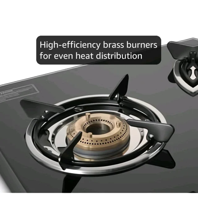 Glen Apex LPG Gas Stove 3 Burner | 6mm Toughened Glass Top Gas Stoves | Brass Burners | ISI Certified | 360 Revolving Inlet Nozzle | Warranty 2 Years Standard (Black)