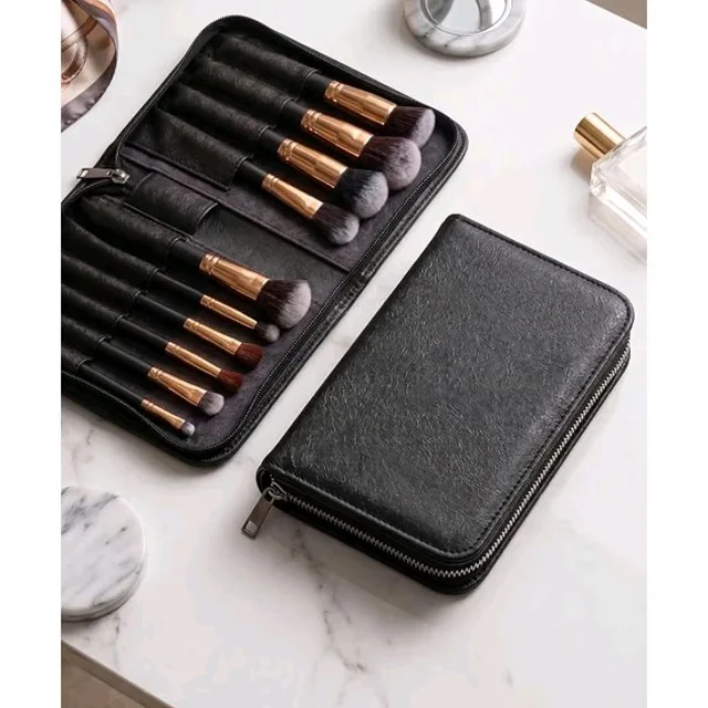 Hogaa Cosmetics Makeup Brush Kit with Leather Zip Case
11-Piece Brush Set, Rose Gold Ferrules, Faux Leather Case, Face & Eye Brushes, Travel Friendly