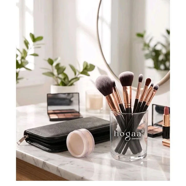 Hogaa Cosmetics Makeup Brush Kit with Leather Zip Case
11-Piece Brush Set, Rose Gold Ferrules, Faux Leather Case, Face & Eye Brushes, Travel Friendly
