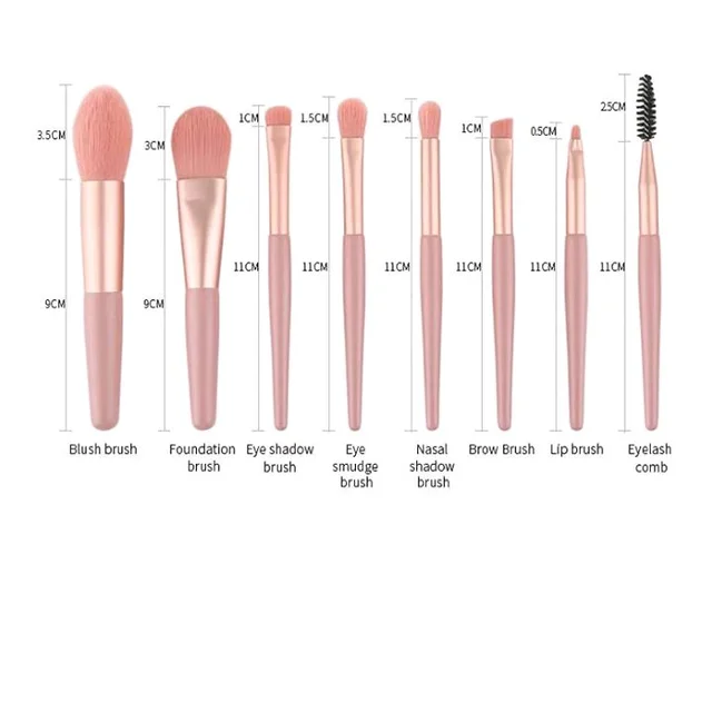 Makeup Brushes Set with Storage Pouch – Face and Eye Brush Collection as Shown (7 Pcs)