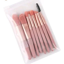 Makeup Brushes Set with Storage Pouch – Face and Eye Brush Collection as Shown (7 Pcs)