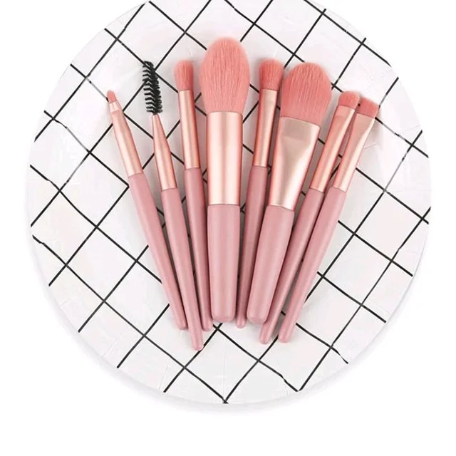 Makeup Brushes Set with Storage Pouch – Face and Eye Brush Collection as Shown (7 Pcs)
