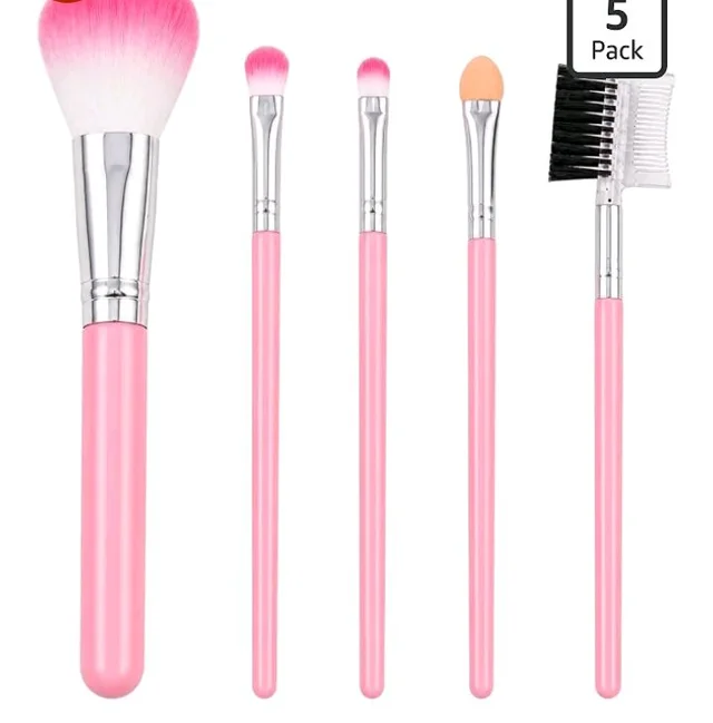 Brand: EKTHOX
5 Pcs Makeup Brush Set for Face and Eyes, Soft Bristle Cosmetic Brushes with Pink Handles, Foundation, Blending, Eyeshadow and Brow/Lash Brushes for Daily Makeup at Home or Travel