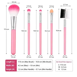 Brand: EKTHOX
5 Pcs Makeup Brush Set for Face and Eyes, Soft Bristle Cosmetic Brushes with Pink Handles, Foundation, Blending, Eyeshadow and Brow/Lash Brushes for Daily Makeup at Home or Travel