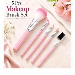 Brand: EKTHOX
5 Pcs Makeup Brush Set for Face and Eyes, Soft Bristle Cosmetic Brushes with Pink Handles, Foundation, Blending, Eyeshadow and Brow/Lash Brushes for Daily Makeup at Home or Travel