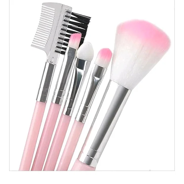 Brand: EKTHOX
5 Pcs Makeup Brush Set for Face and Eyes, Soft Bristle Cosmetic Brushes with Pink Handles, Foundation, Blending, Eyeshadow and Brow/Lash Brushes for Daily Makeup at Home or Travel