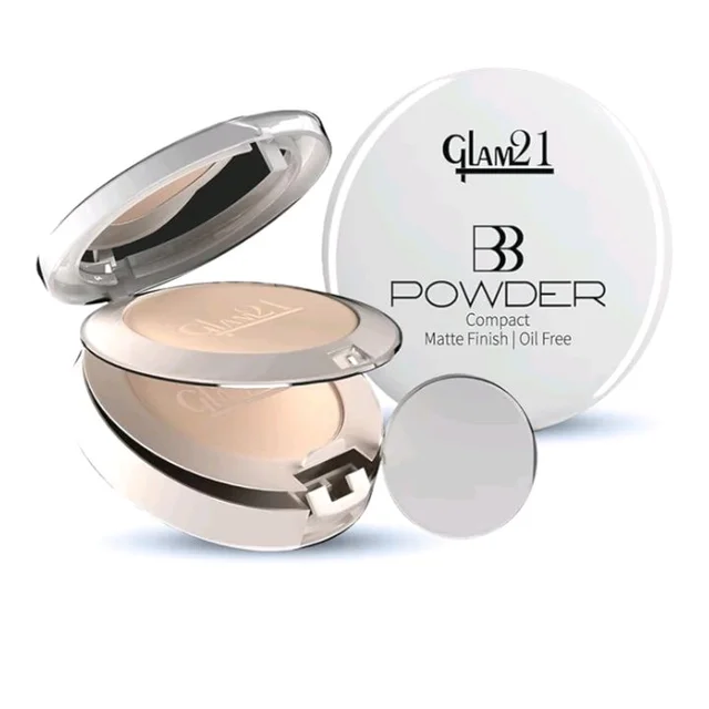 Glam21 BB Powder 2-in-1 Compact Powder Matte Finish & Oil Free | Matte & Shimmer Shades | Instant Weightless Finish Look | Long-lasting | Poreless Soft Skin | 20gm, Natural-02