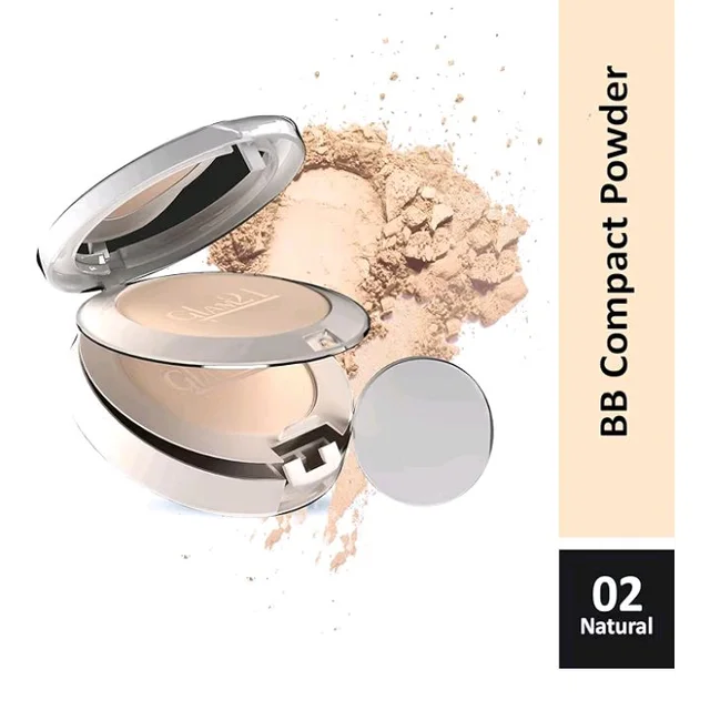 Glam21 BB Powder 2-in-1 Compact Powder Matte Finish & Oil Free | Matte & Shimmer Shades | Instant Weightless Finish Look | Long-lasting | Poreless Soft Skin | 20gm, Natural-02